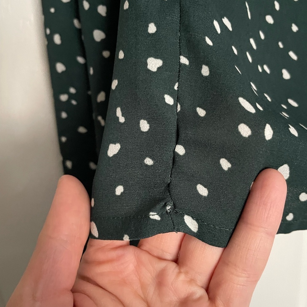 Abercrombie & Fitch Forest Green & White Speckled Terrazo Cropped Blouse size XL - Picture 12 of 12